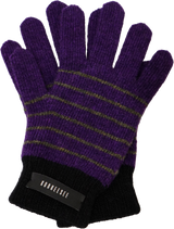 finger hole wool stripe gloves (purple/black)