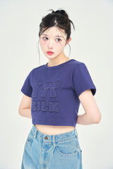 ワッペンステッチ半袖ミニTシャツ