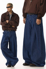 Vintage Pleated Wide Jeans
