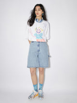 カジュアルドゥードルキッズギビングアサムズアッププリントルーズショートスリーブTシャツ