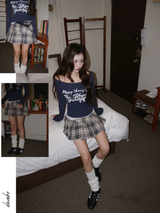 Heart Buckle Preppy Checkered Mini Skirt