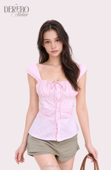 pink sweet bustier sleeveless blouse