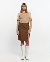  Detachable Sleeve One Shoulder Top _ BEIGE
