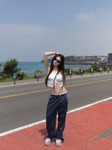 Lace Ribbon Cropped Sleeveless