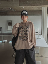 ディングワッフルボクシーフード長袖Tシャツ