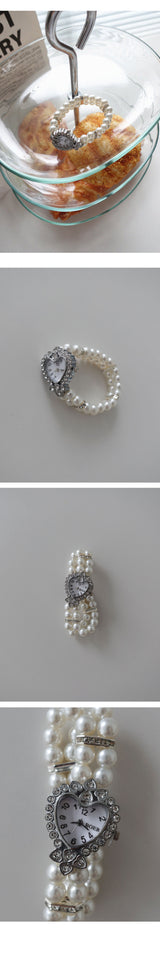 ハートクロックパールブレスレット