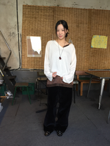 チラーアイレットストラップフラットシューズ（2c）