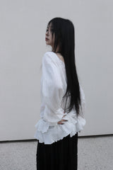 off-shoulder puff long blouse (2color)