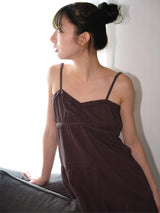 Boho Shirring Mini Dress (Brown)