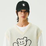 [UNISEX] Bear Black Heart Embroidered Ball Cap