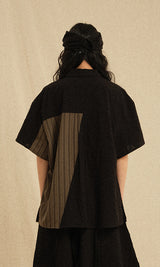 Ethnic Coloring Open Collar Shirts Black (Ver. 26ss)