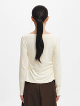 DRAPE SHIRRING LONG SLEEVE T-SHIRT
