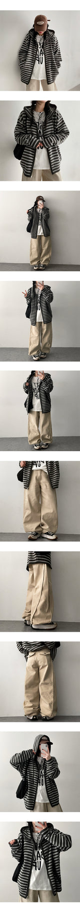 Kai Boxy Two Way Dangara Knit Hooded Zip-Up