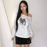 SIERRA LEOPARD HEART ONE SHOULDER T (2Color)