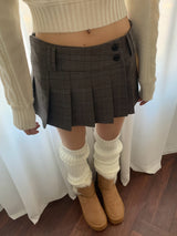 ラップチェックプリーツミニスカート