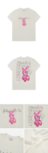 24FW RETRO RABBIT SHORT SLEEVE T-SHIRT CREAM