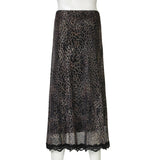chiffon banding leopard long skirt