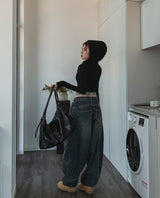Kenta rivet pintuck balloon denim pants