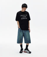 MUD WASHING DENIM SHORT