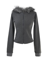 スリムファーフードジップアップ(fleece-lined / 3color)