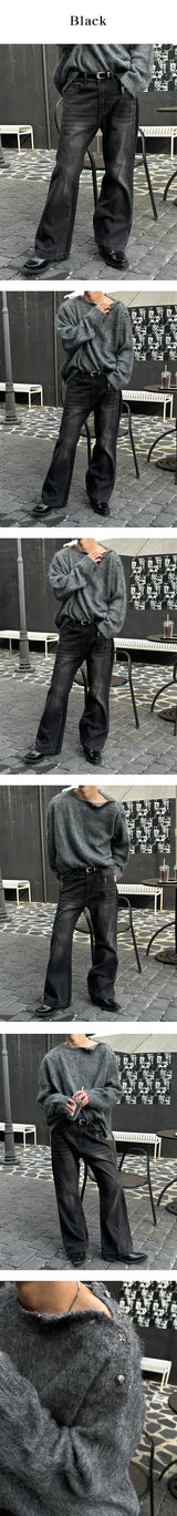 [Unisex] サイドラインブーツカットパンツ(2color)