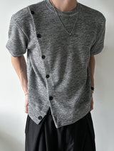 Roa Diagonal Button Short Sleeve Knit