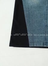 denim coloring belt SET maxi long skirt