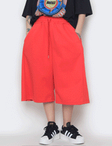 long wide sweat half pants