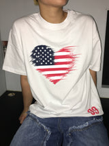 09 フラッグ セミクロップド ショートスリーブ Tシャツ(4c)