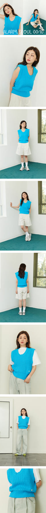 ALARM MIX KNIT VEST BLUE_WOMAN