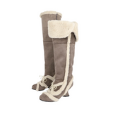 Asym Shearling Wedge Boot / Stone Brown