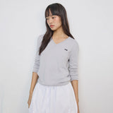 Lace V-neck Knit_gray
