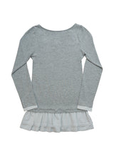 dot frill layered top / gray
