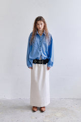 SHIRRING BLEACHED DENIM SHIRT