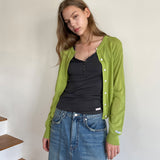 Summer Linen Round Neck Cardigan_Olive