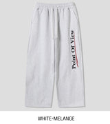 Point lettering brushed wide pants