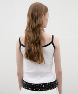 Ringer Sleeveless Top - White/Navy