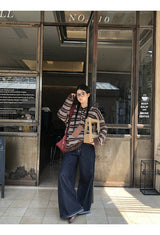 Rugby striped loose fit collar knitwear