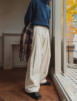 Matty Wool Deep Tuck Wide Slacks