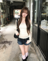 Deep blue denim shorts