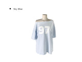 Tekin Lettering Off-Shoulder Overfit Short Sleeve T-Shirt