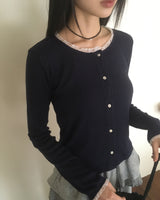 ニーブ シフォン レース ニット カーディガン