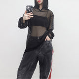 (Unisex) Baren シースルーフーディドTシャツ
