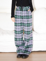 Plaid thickened woolen casual trousers