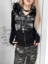 Fur Collar Zipper Hoodie