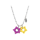 gleaming twin little star dot necklace [purple yellow]