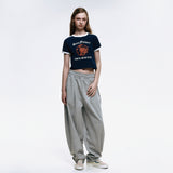 サンフラワークロップリンガーTシャツ_ネイビー
