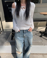 バックカッティングデニムパンツ