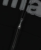 mah CUT OFF APPLIQUE ZIP-UP HOODIE