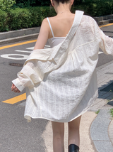 #ナチュラルストライプサマールーズシャツ (4color)